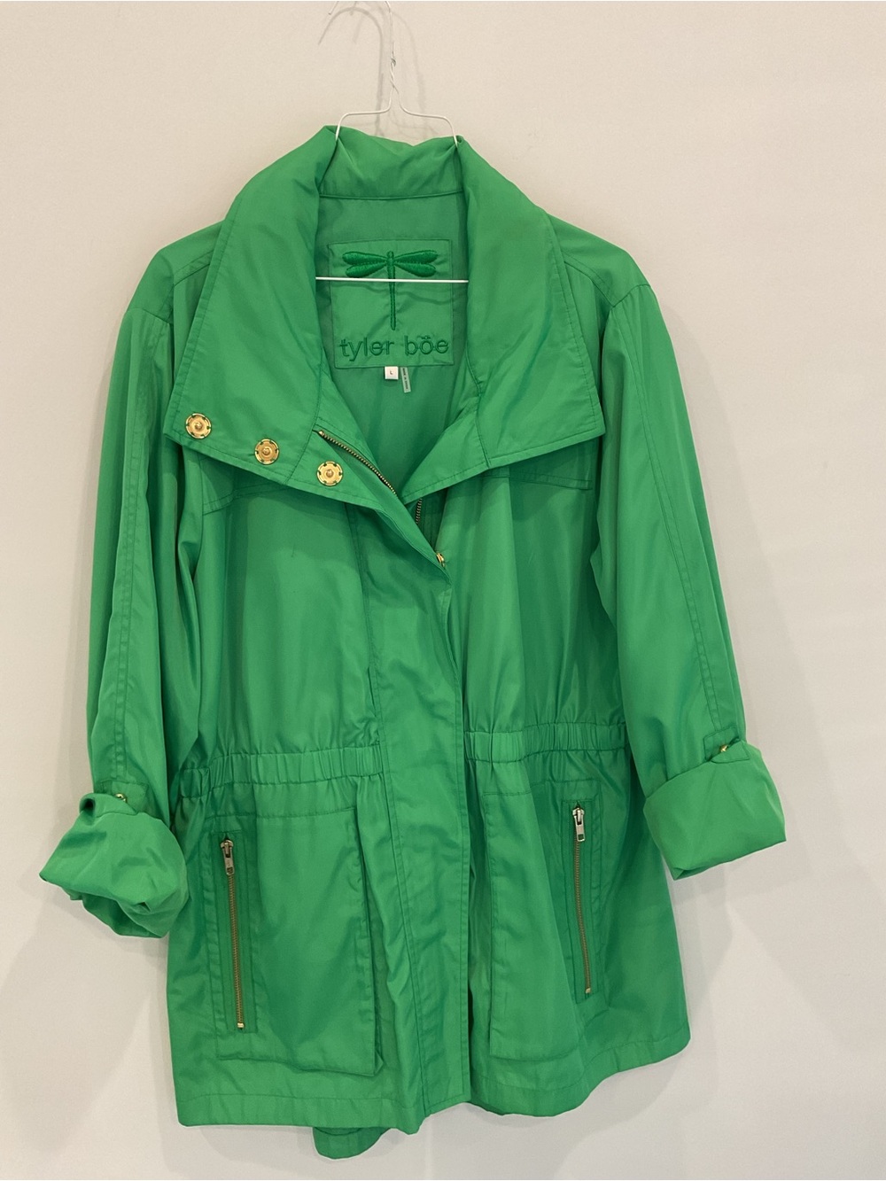 Tyler Boe Bright Green Lightweight Utility Jacket with Gold Hardware